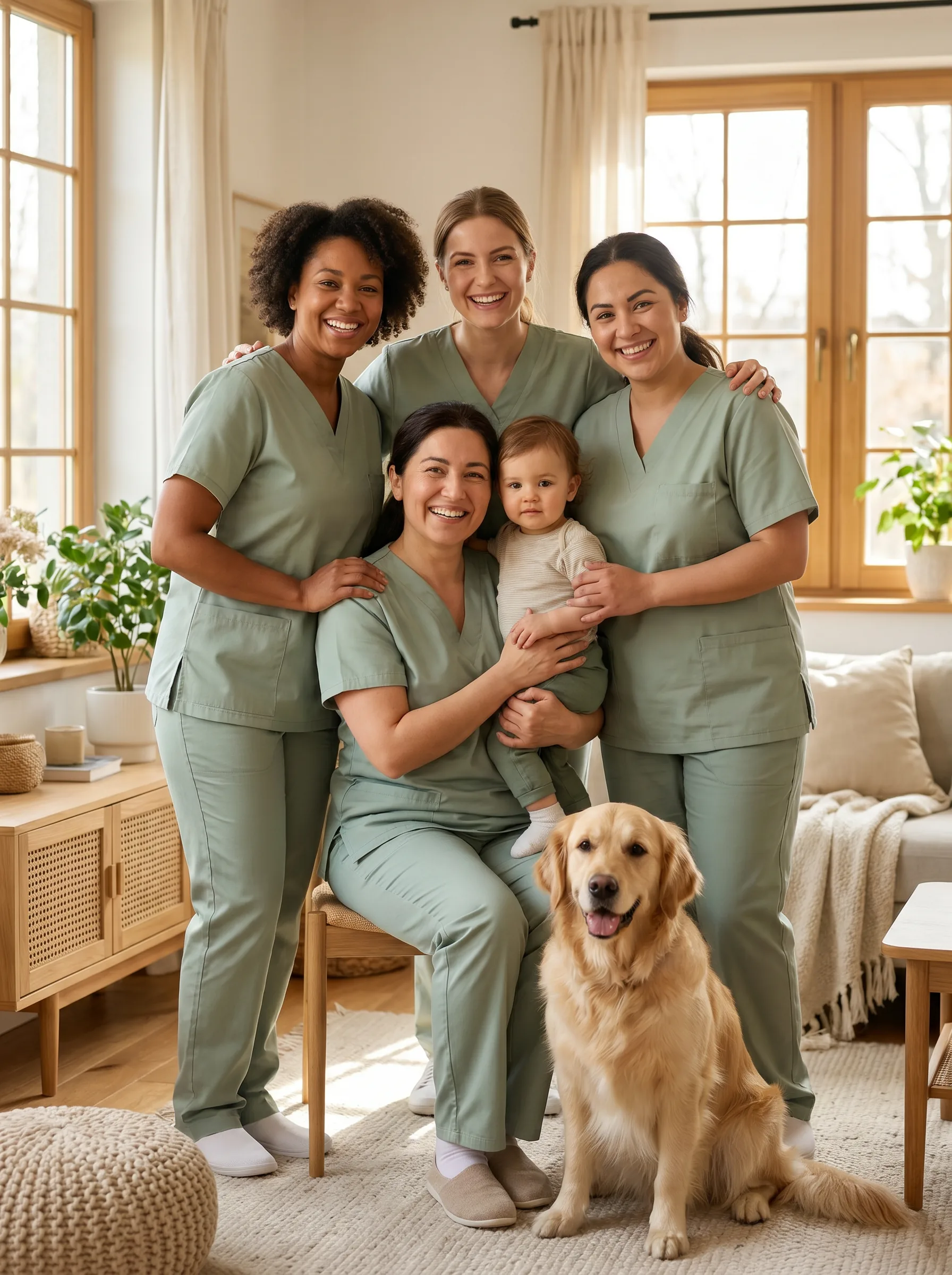 EQUIPE_AUX_PETITS_SOINS.jpg · équipe d'intervenant(e)s souriante, ambiance chaleureuse et familiale